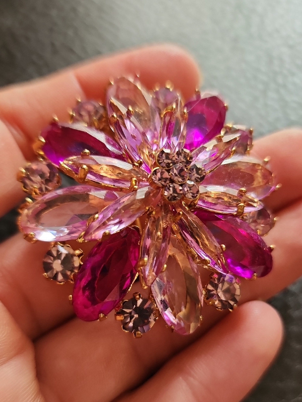 Pink Crystal Flower Brooch - Women's Jewelry